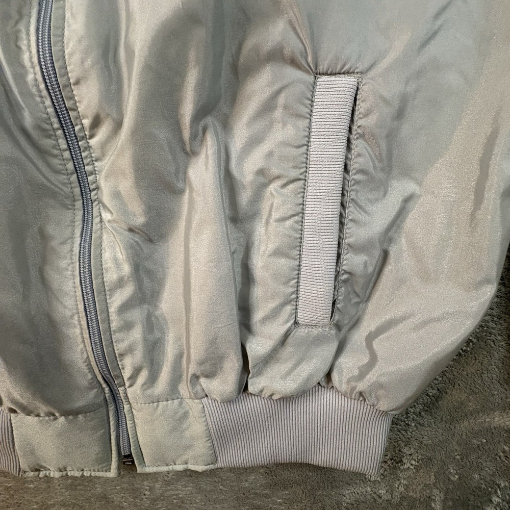 VTG Holloway Men's L Silver Nylon Bomber Jacket USA *Indian Moto Patch* SEE DESC - Picture 8 of 16